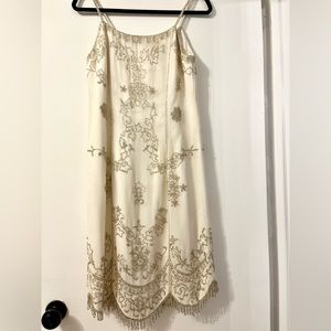 VINTAGE marina hand beaded cream dress